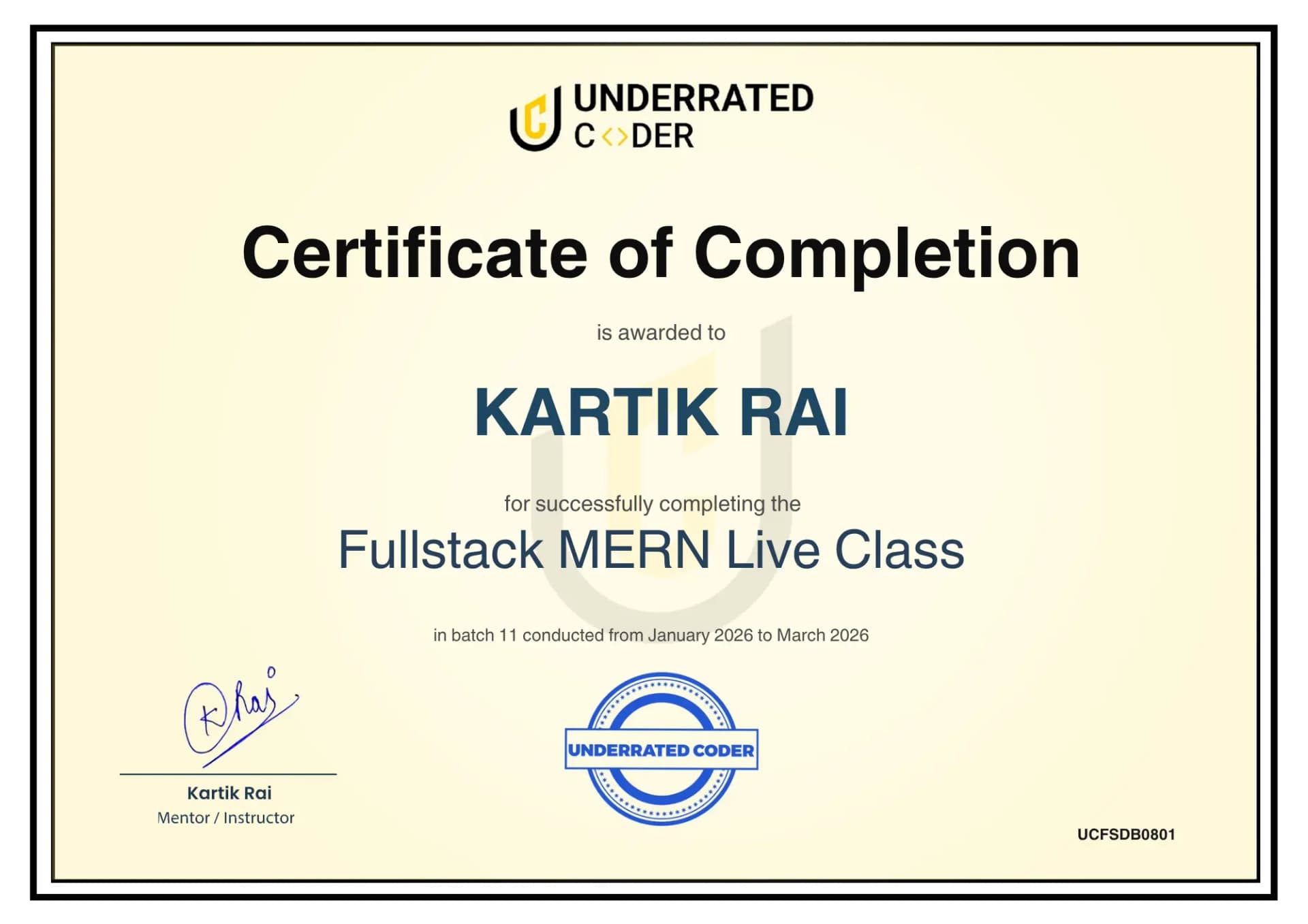 Certificate of Completion