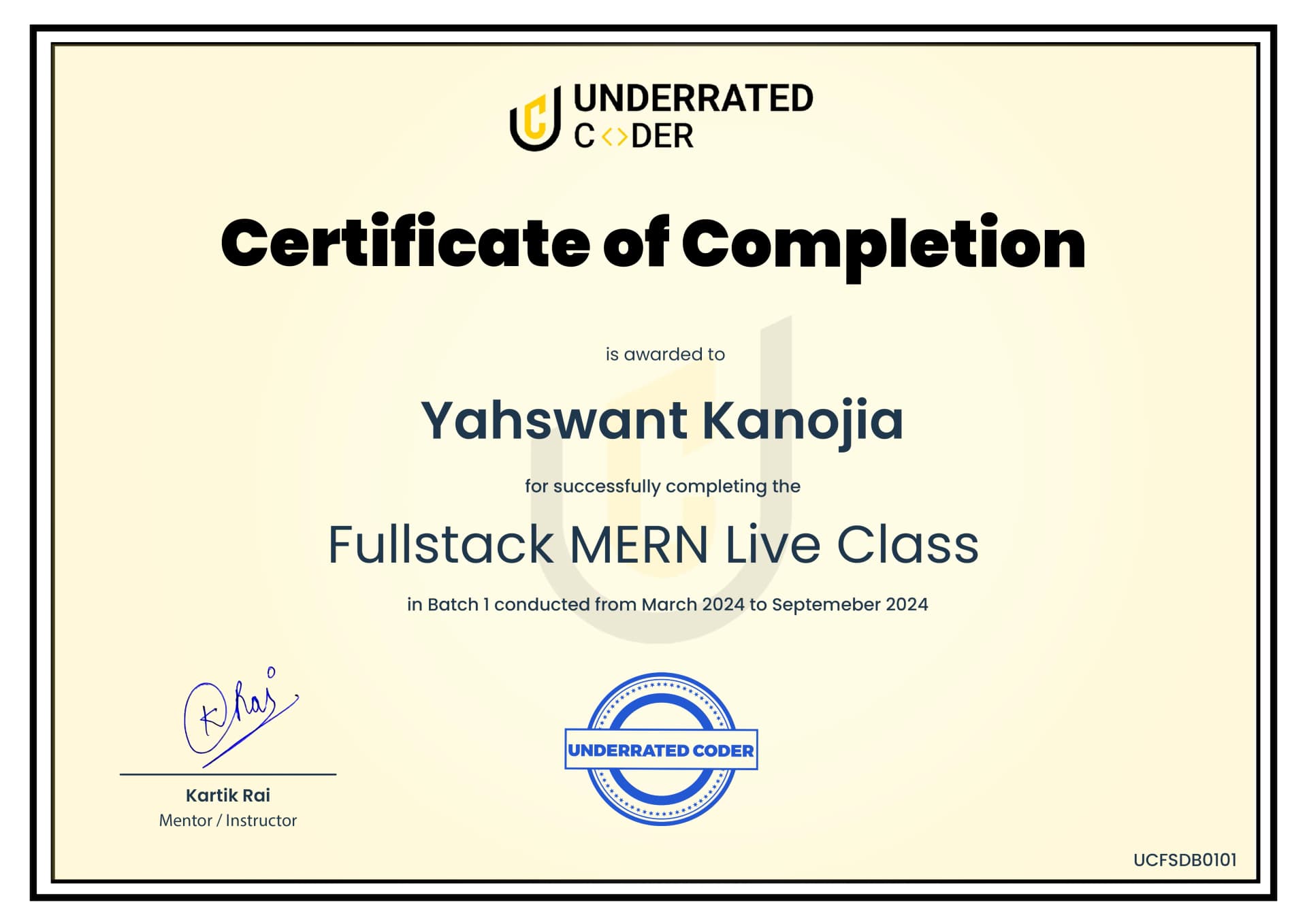 Certificate of Completion