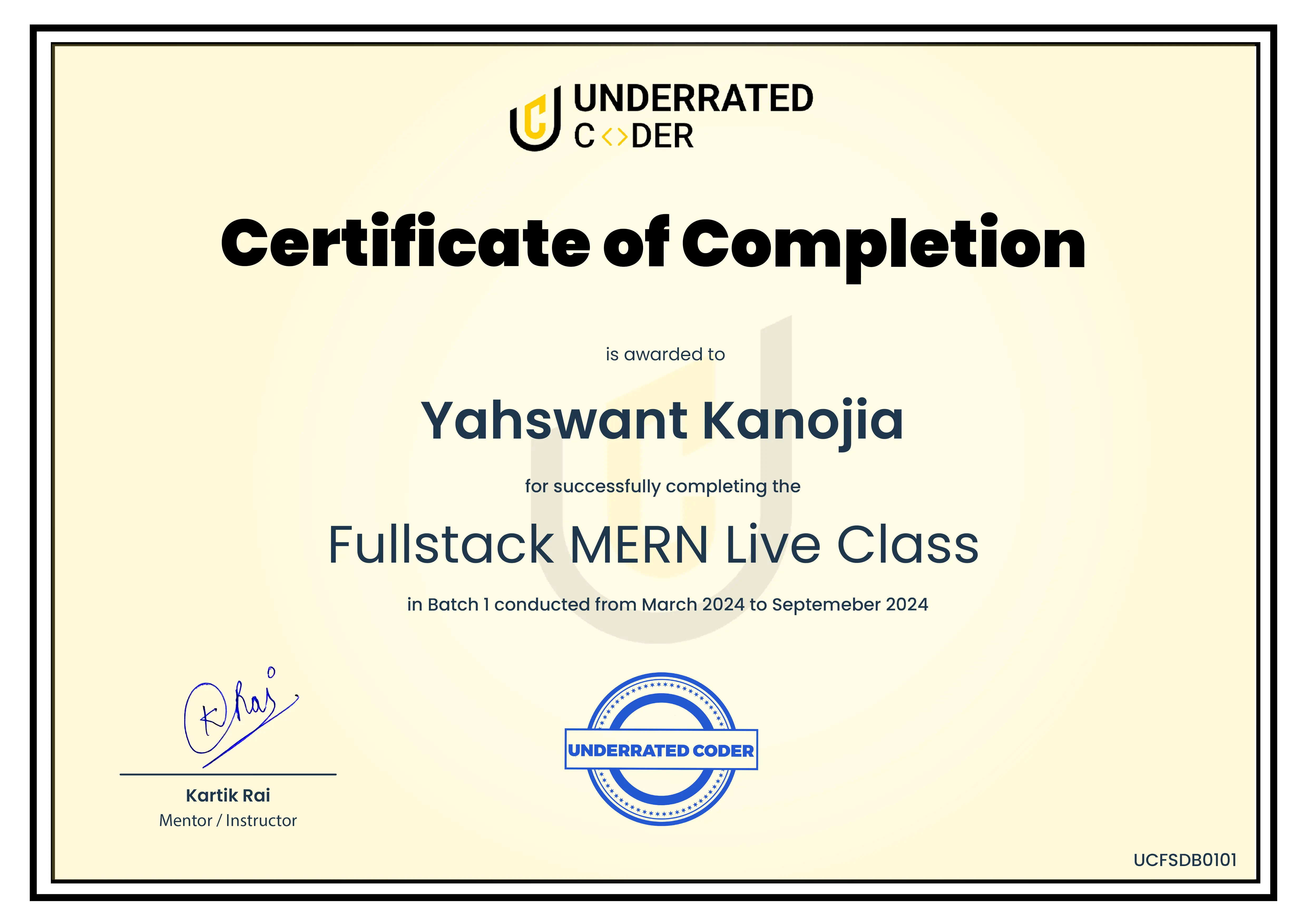 Certificate of Completion